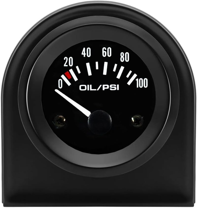 LKRXW Car Oil Press Gauge 2" 52mm Auto Oil Pressure Gauge Meter Psi Press Pointer Instruments 12V Bright White Light Indicator 0 to 100 Psi - Image 1